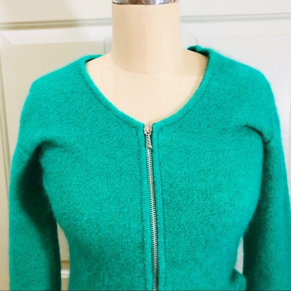 Gabriel Milano Kid Mohair Zip Sweater Size Small Green Color - Picture 2 of 13